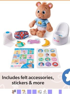 Rachel Plush Potty Training Bear Set - Brown Bear with Blue Shirt